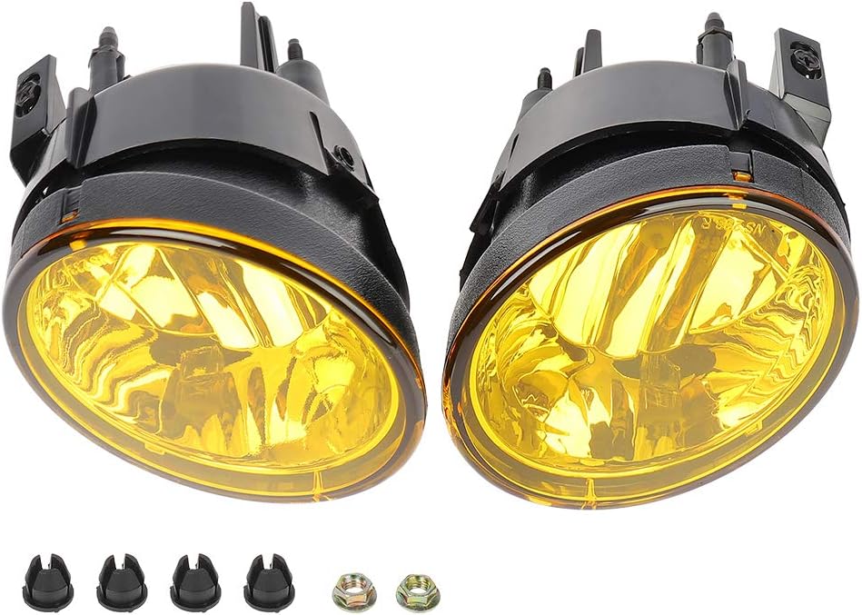 MAYASAF Amber Lens Fog Light Fog Lamp Only fit for Nissan 2005-2007 Armada, 2004 Pathfinder Armada, 2004-2014 Titan