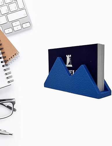Miniatura 4 de Chatelet Mountain Silhouette Design - Soporte para tarjetas de visita Exhibe con estilo tarjetas de visita y decora escritorios de oficina (azul)