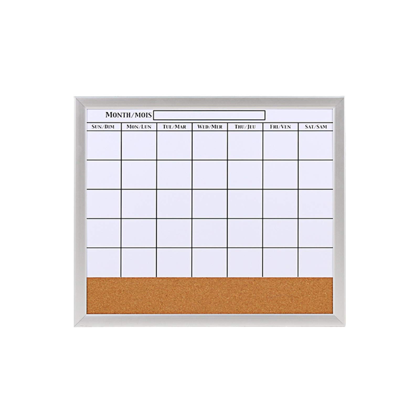 Del Calendario con Cornice in Lega di Alluminio Bacheca Combinata in Sughero per Ufficio Aula Dormitorio Familiare 52,7X45CM