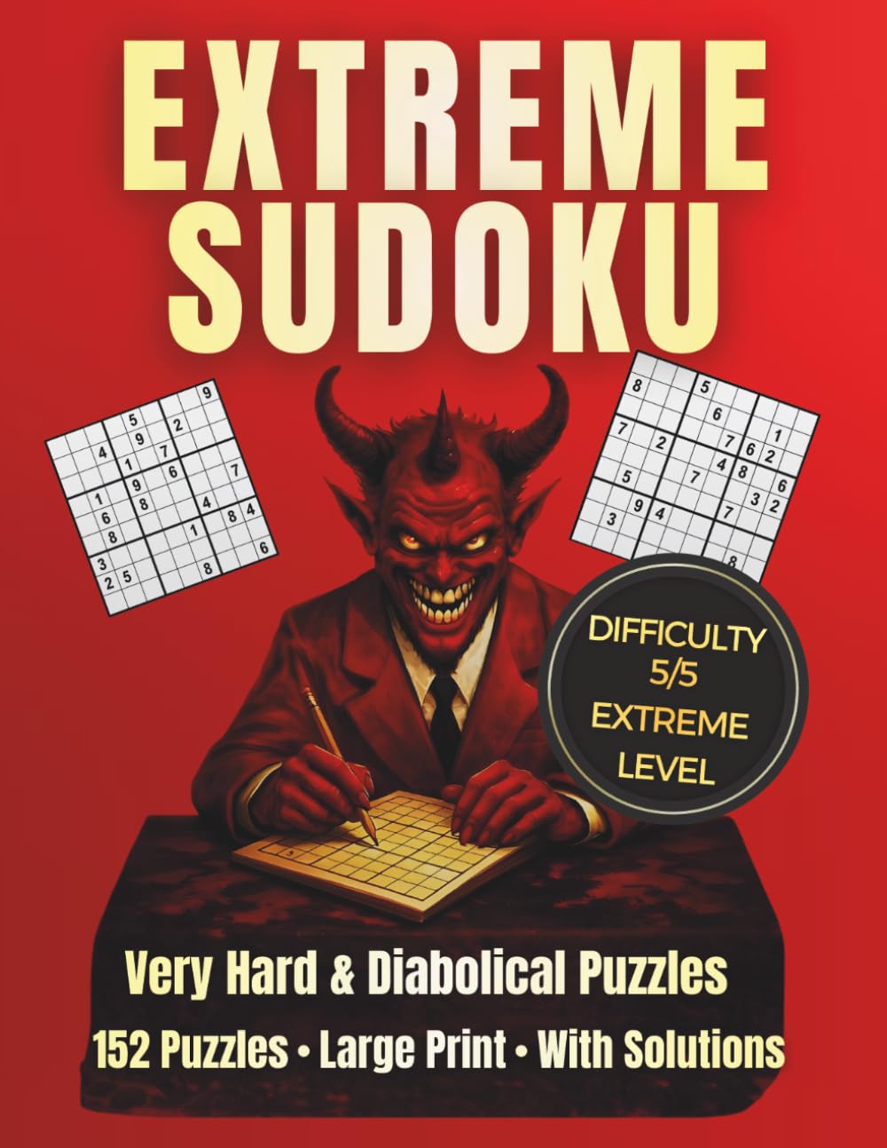 Extreme Sudoku for Adults: Very Hard & Diabolical Puzzles – 152 Large Print Sudoku Puzzles for Advanced & Expert Players – Includes Solutions