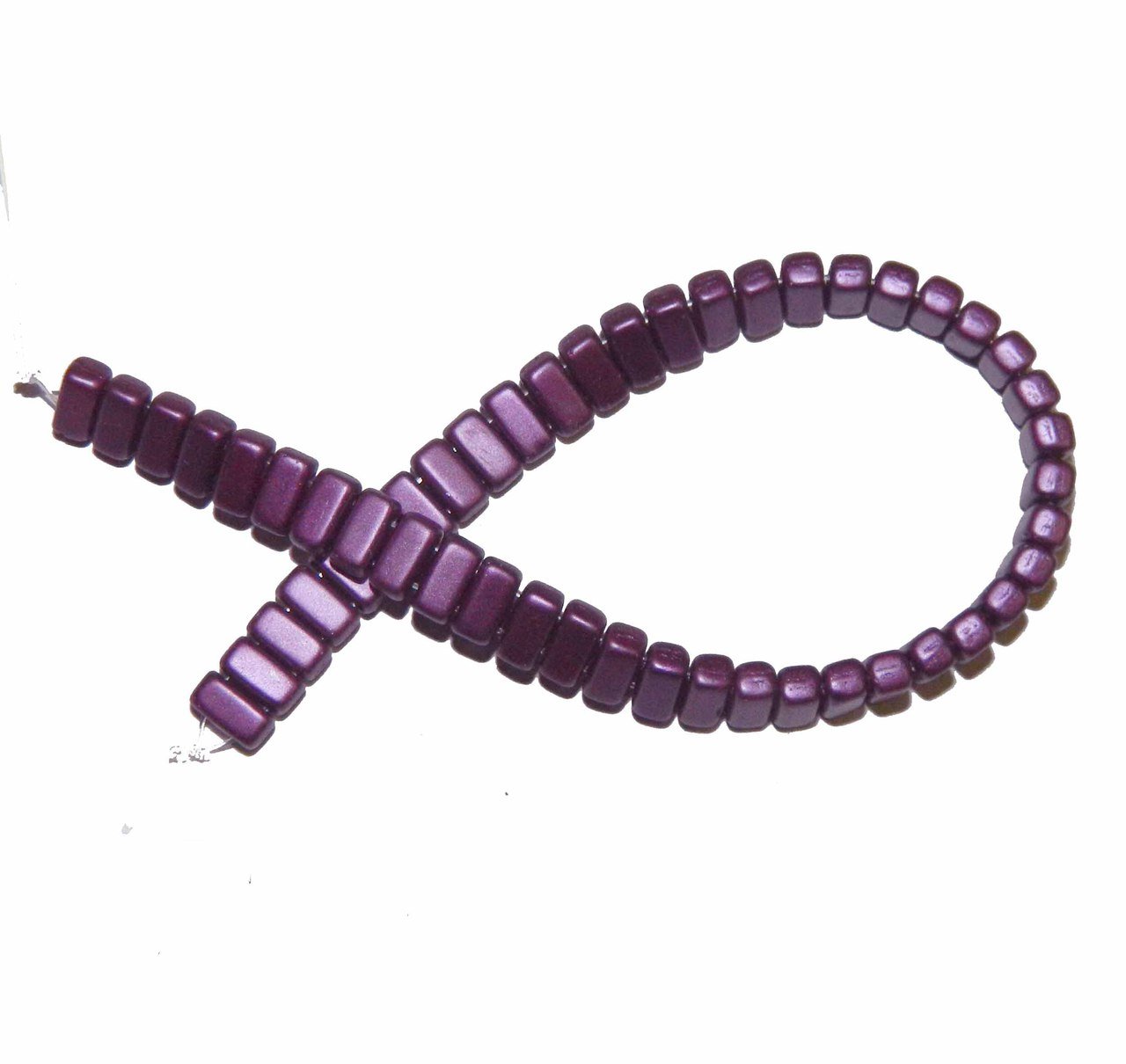 Purple Brick 3x6mm Square Glass Czech Two Hole 50 Tile Beads