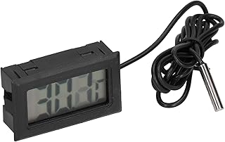Zerodis デジタルエレクトロニック温度計ブラックABS LCDサーモメーターエクスターナルプローブ付き簡潔な形状のデジタル温度計反干渉力強い広く使われる自動車用水温検知や冷蔵庫検知黒いABSカラー材料