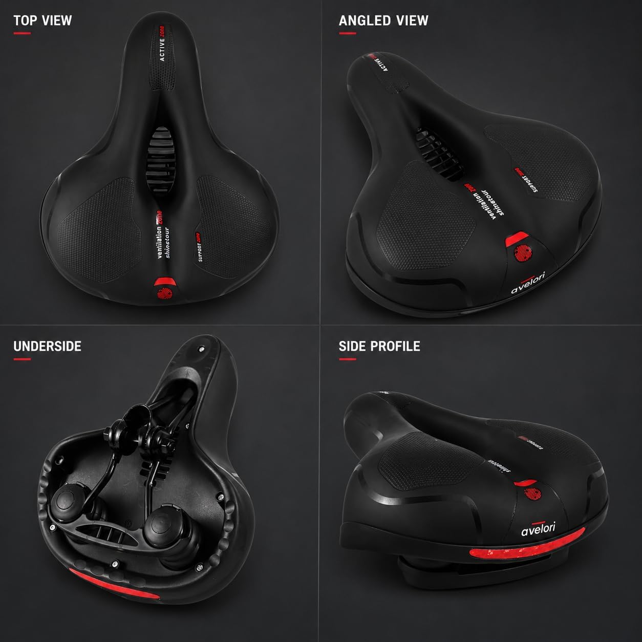 Comfort Bike Seat Dual Shock Absorbing Balls Memory Foam Wide Saddle Replacement Waterproof for Men Women with Universal Adapter & Rain Cover, Compatible with MTB Road Exercise Stationary Comfortable