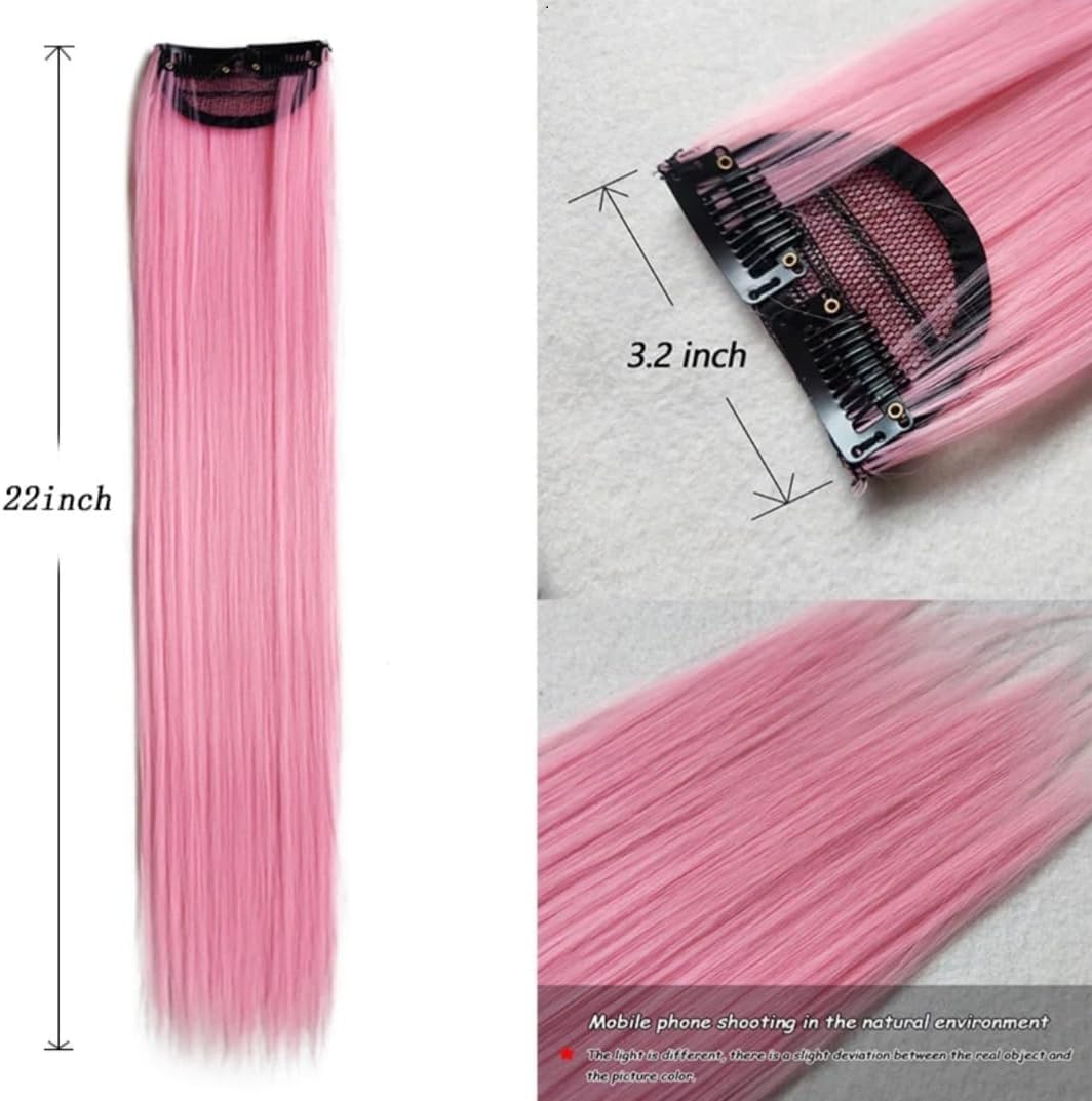Clip-In Hair Extension Highlights Streaks, Colourful Hair Highlights (2 Clips Lavender x 1) - Image 3