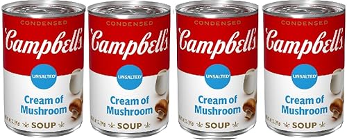Unsalted Cream of Mushroom Soup (Pack Of 4 Cans), 10.5