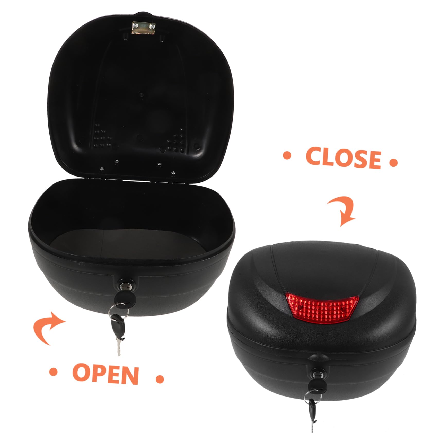 Case Grosse Plastique Capacité en Réfléchissant Design et Top Noir, Accessoire Rangement Sécurisé Moto pour Coffre Arrière pour Scooter