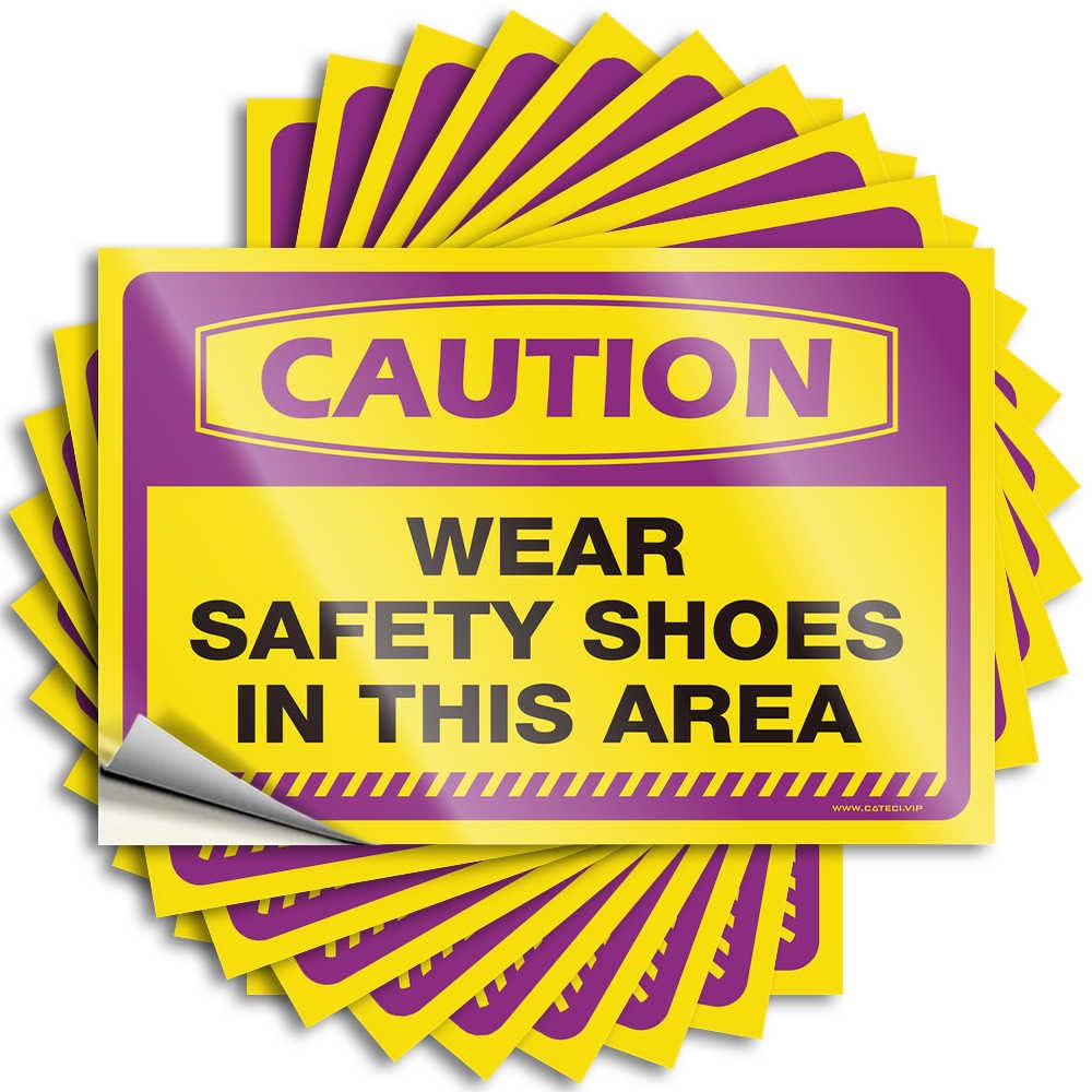 Cottage Stickers - Retro Adulting Door Caution Wear Safety Shoes in This Area(12X18CM)