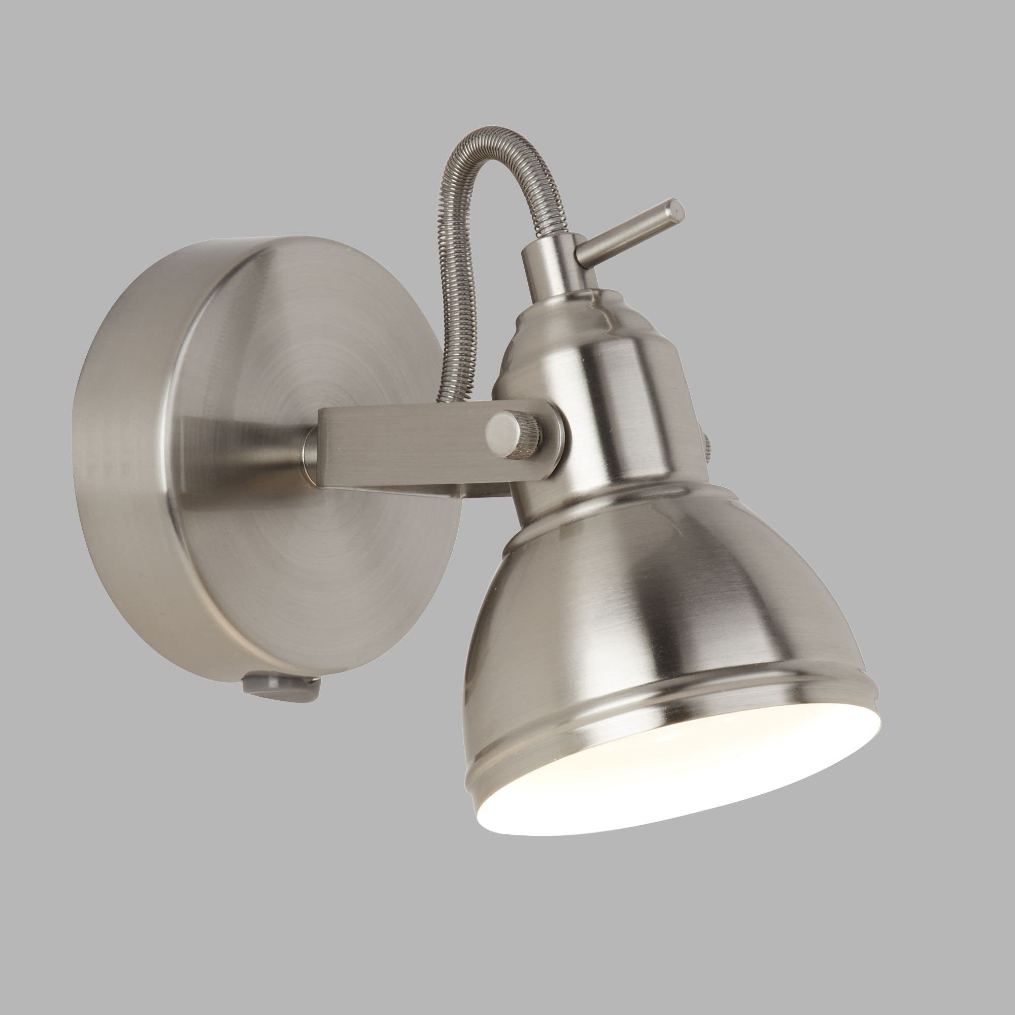 Searchlight Focus - Foco de pared ajustable de interior 1 luz Plata satinado, GU10