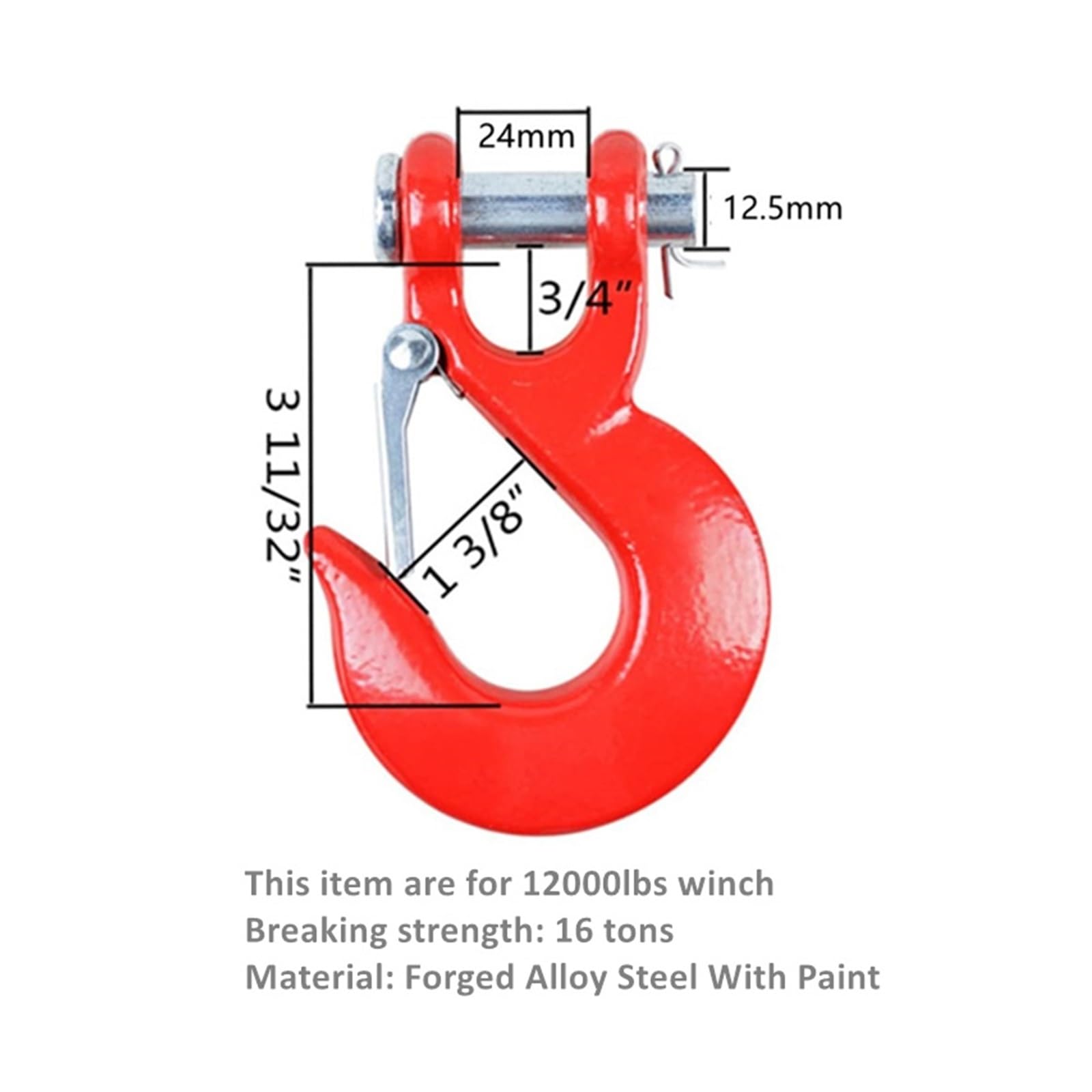 Cuerdas para Remolque, Cable de Cuerda de cabrestante de 3/8 "X 100 pies, Cable de cabrestante de 23809 Libras con Funda Protectora y Gancho for Cuerda de cabrestante de vehículo ATV SUV(Red Hook)