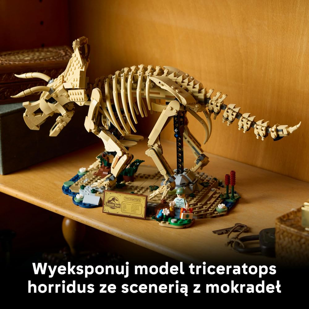 LEGO Jurassic World Szkielety dinozaurów: triceratops 77985 | Kolekcjonerska figurka, model triceratopsa, prezent dla fana dinozaurów, zestaw dla dorosłych do ekspozycji, 1154 elementy