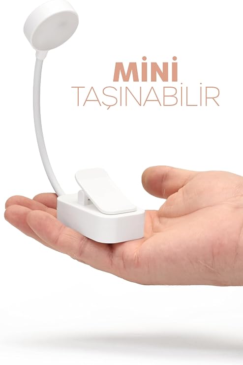 Şarjlı Ayarlı Klipsli Mini Kitap Okuma Lambası Mandallı Işık Masa Lambası Kitap Okuma Işığı AV3310 [Enerji Sınıfı A]