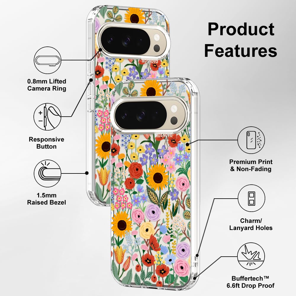 MOSNOVO Case for Google Pixel 10 & Pixel 10 Pro, [Buffertech 6.6ft Military-Grade Drop Protection] [Anti Peel Off Tech] Clear TPU Bumper Phone Case Cover Design - Cute Cherry — view 304