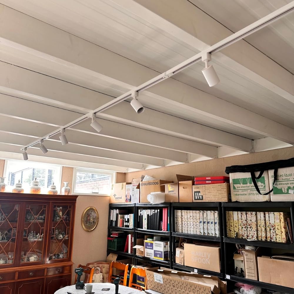 Qub Focus III 1-Phasen Led Schienensystem - 400cm - 6x GU10 Spots Schienensystem lampen - 4x 1m Lichtschienensystem - I-Form - Deckenstrahler Schwarz - Erweiterbar & flexibel - LED-kompatibel