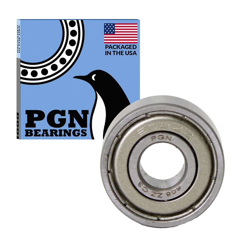 PGN (30 Pack) 608-ZZ Bearing - Lubricated Chrome Steel Sealed Ball Bearing - 8x22x7mm Bearings with Metal Shield & High RPM Support