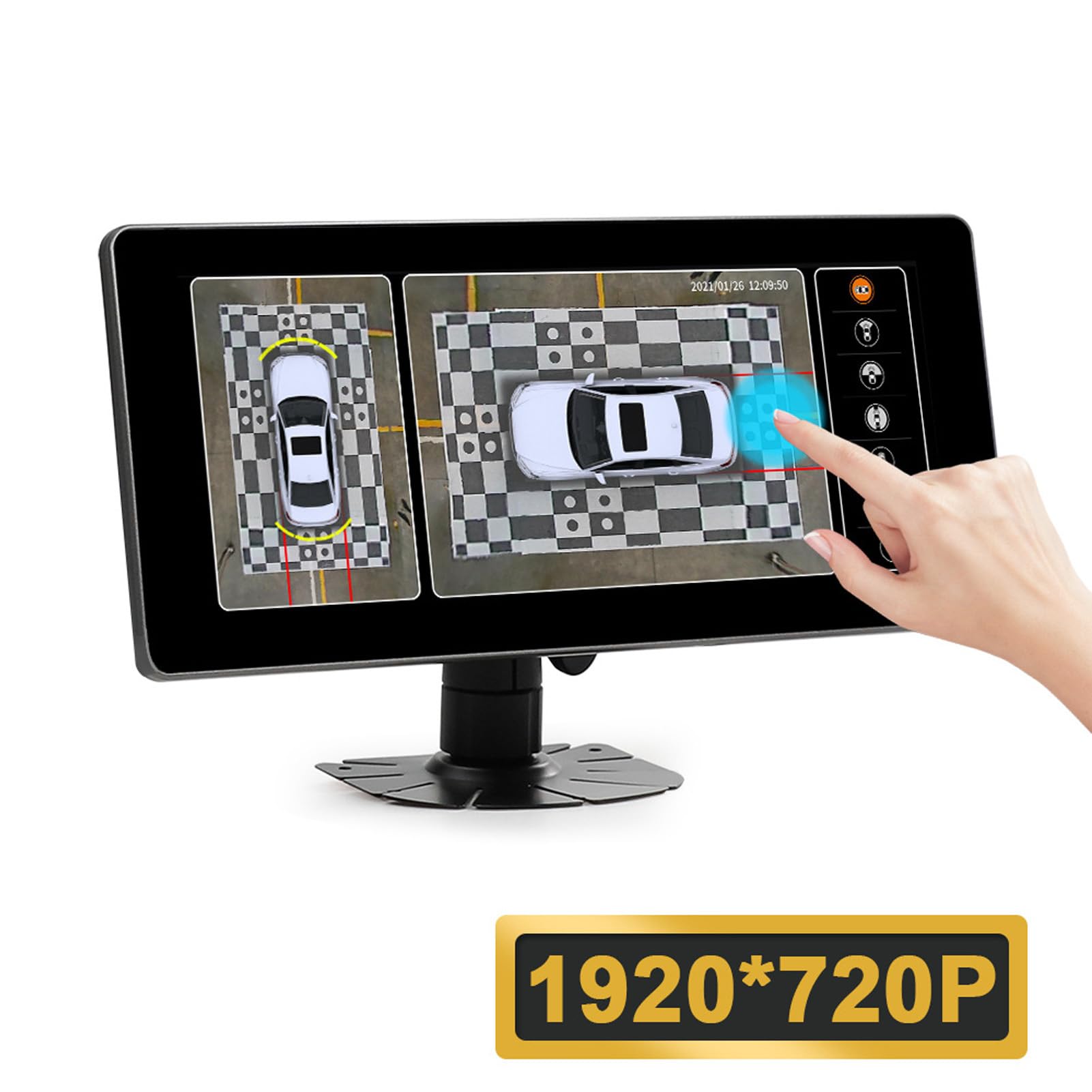 aqxreight 10.25inch Wide Display for 360° Surround View System 1920 X 720p Dual Video Input HD Image 2 Video Input for MDVR