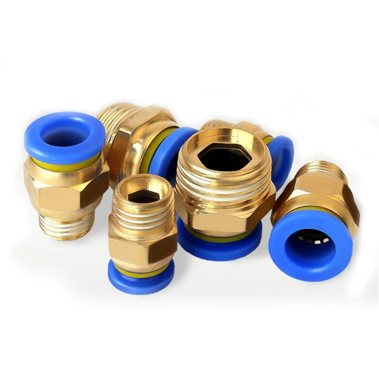 Conector rápido neumático BSPT 1/8 para tubo de manguera de PU de 10mm PC10-01 de latón recto