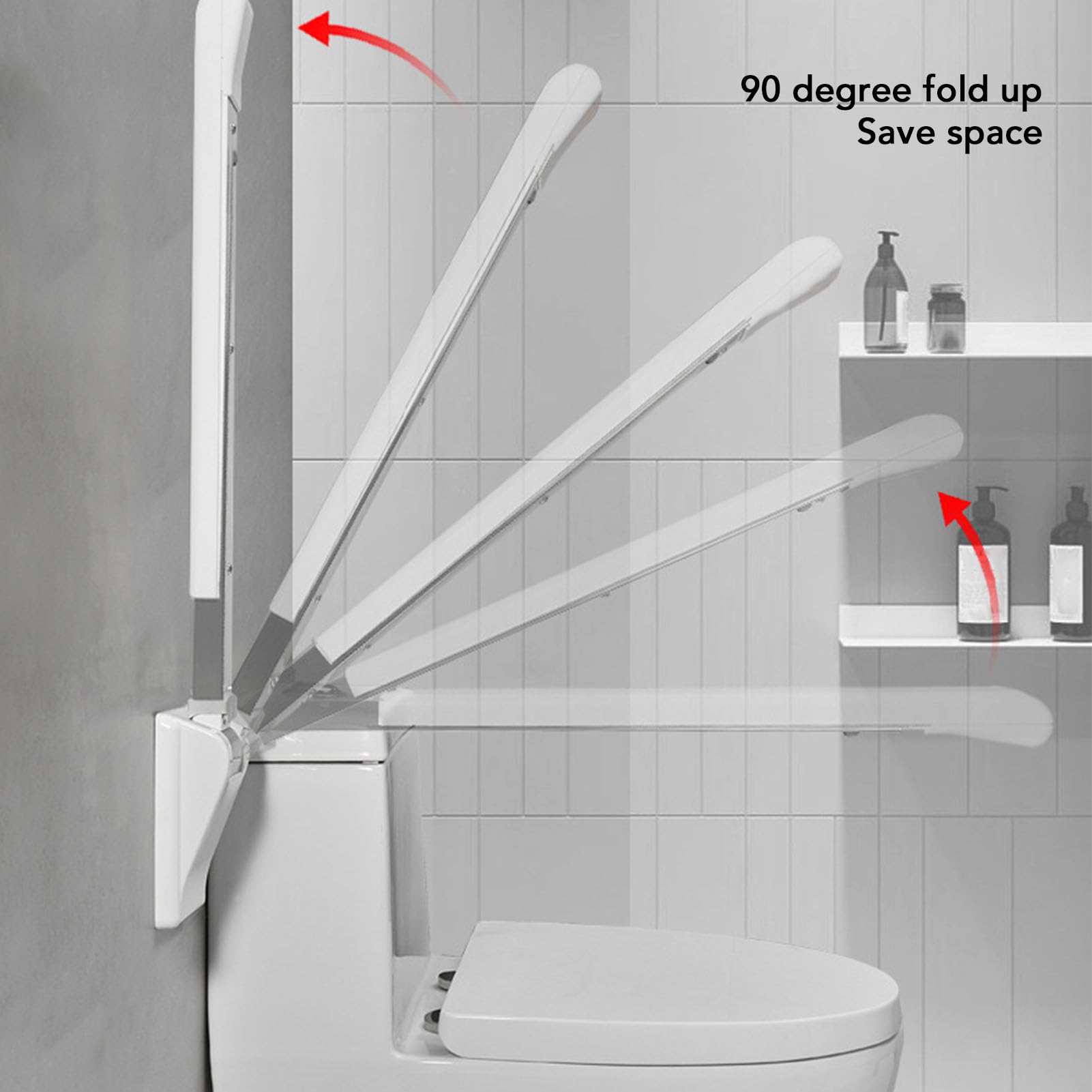 Barra de Apoyo abatible, pasamanos de Acero Inoxidable para baño para Personas Mayores, Barra de Seguridad Plegable para discapacitados en el Inodoro, Barra de Montaje en Pared, ba