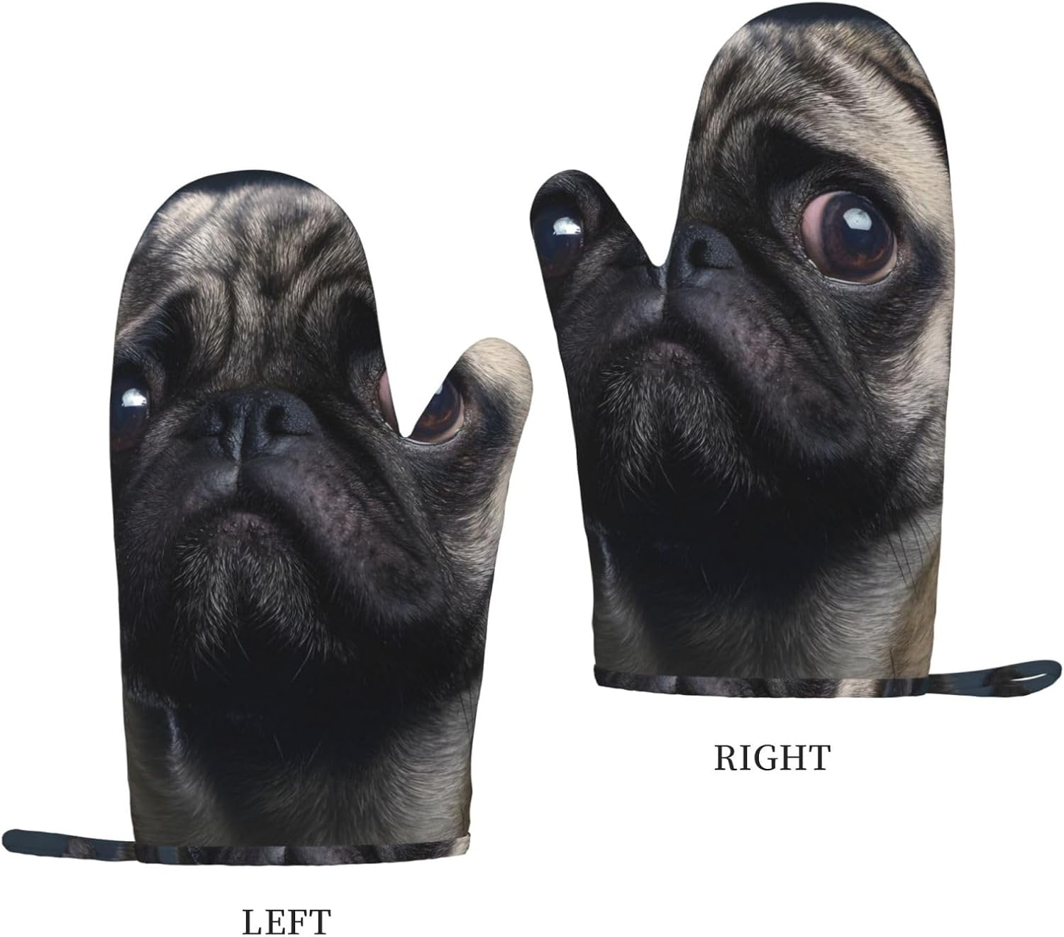 Cute Pretty Pug Dog 4pcs Oven Mitts and Pot Holders Sets for Kitchen, Silicone Oven Gloves Non-Slip Potholders Hot Pads for Baking Cooking