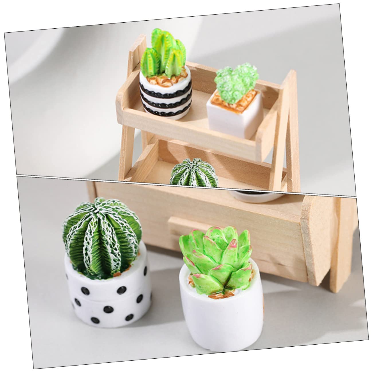 OUNONA 5 Series Mini Cactus Artificial De Resina Adornos De Jardín Miniatura Decoración De Oficina Y Hogar Plantas Simuladas De Cactus Macetas 8 Piezas X 5