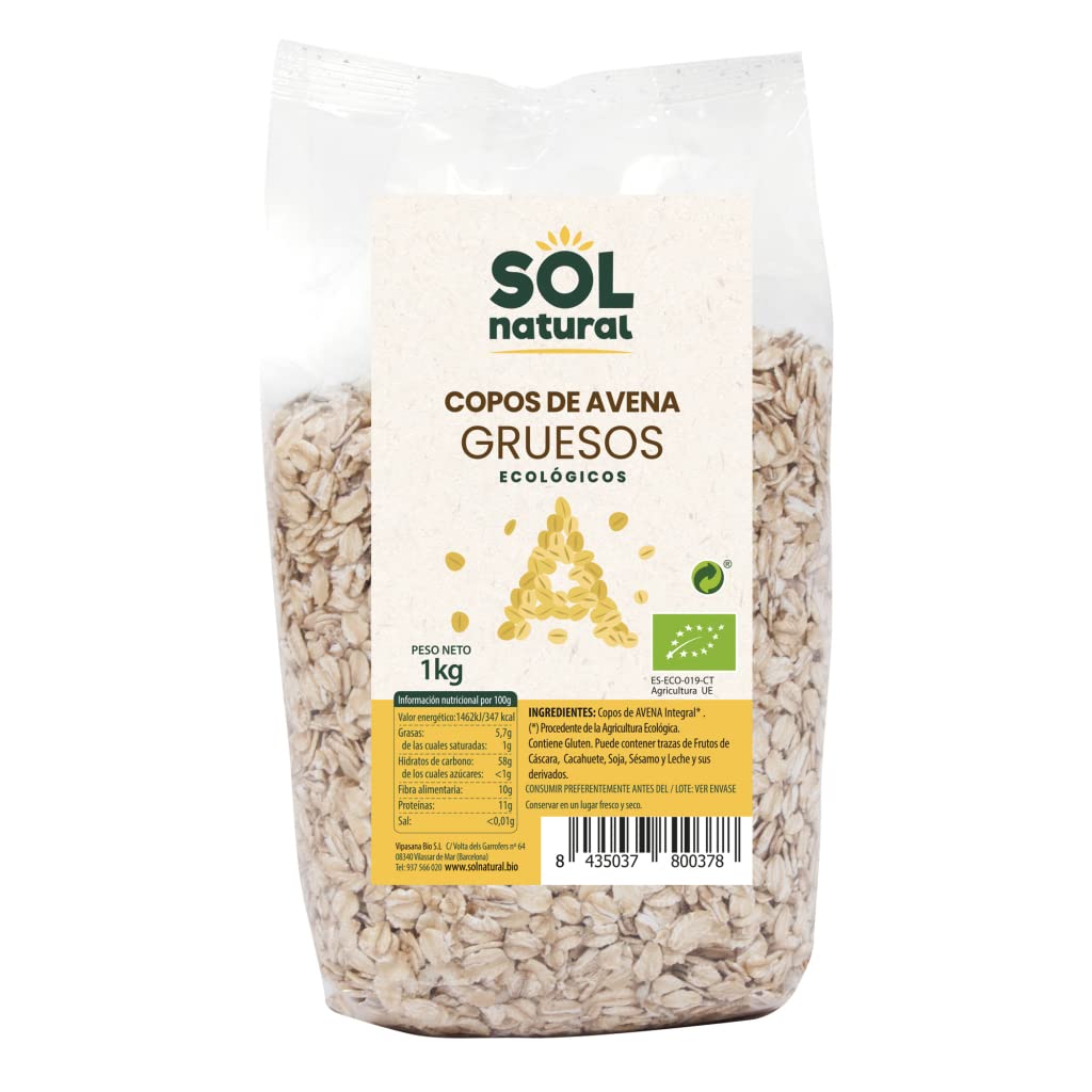 SOLNATURAL Copos DE Avena Gruesos Familiar Bio 1 Kg