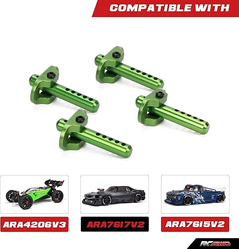 Miniatura 3 de RCAWD Juego de postes de aleación de aluminio para 1-10 Arrma 3s Blx&Mega550 granito 1-7 1-8 Blx coches (verde)