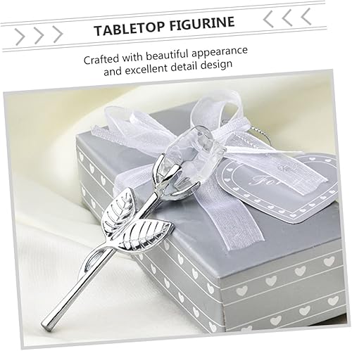 Miniatura 6 de Ciieeo Adorno de mesa de rosas de cristal, estatua de flores de cristal, regalo de rosas, ramo de flores artificiales, decoración de plantas,