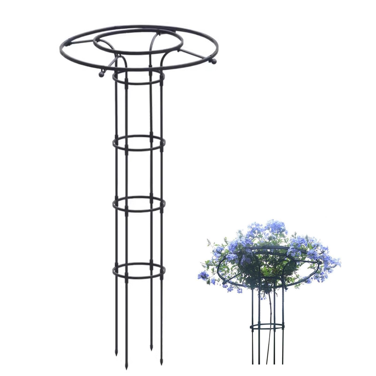 Ztzbfgm Black ,150Cm/59.0In, Garden Obelisk Trellis For Climbing Plants, Rustproof Vertical Umbrella Trellis Wisteria Trellis Garden Tower Trellis For Potted Plants Flowers Vegetable
