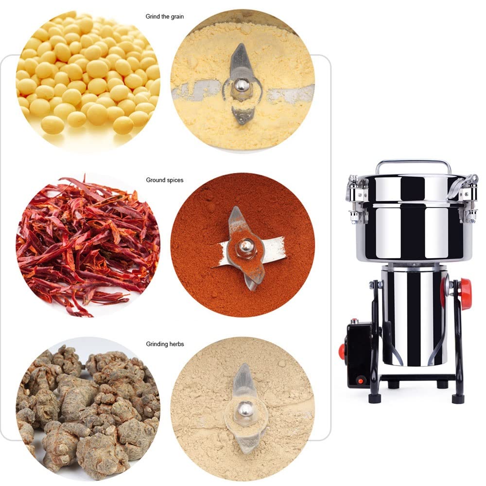 1000G Moulin À Grains Électrique Broyeur D'herbes Type De Balançoire Inox Haute Vitesse Machine De Poudre De Pulvérisateur D'épice 35000RPM 30S Speedy Broyage Céréales Café Muesli Haricots Noix