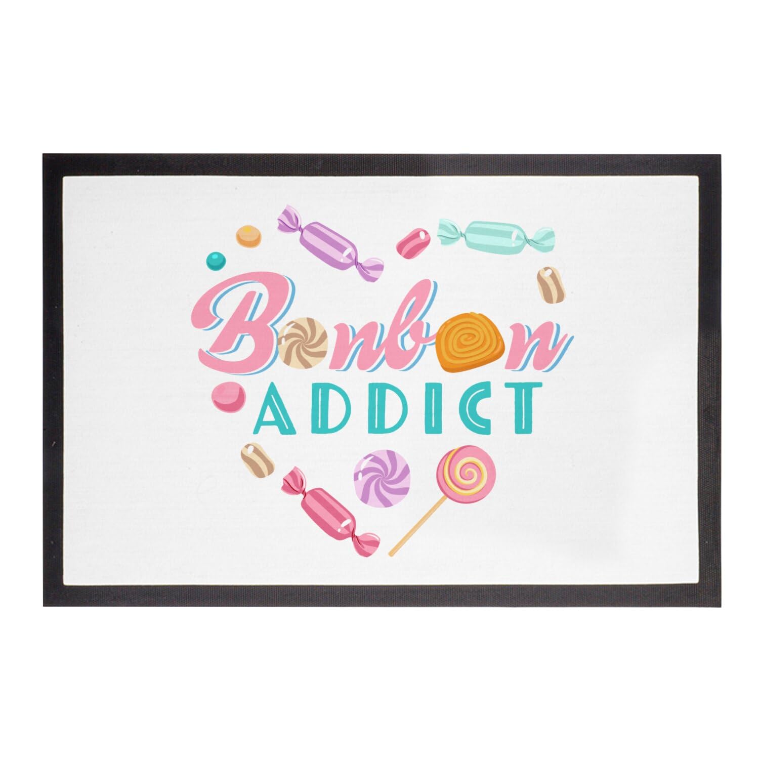 Paillasson Blanc Bonbon Addict original idée cadeau pendaison de crémaillère gourmande