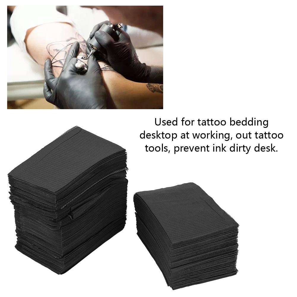 125pcs almohadilla para limpiar tatuajes, paño desechable Manteles de papel impermeables Estera Hojas de doble capa Manteles de papel personales Hojas de estera Accesorios para tatuajes