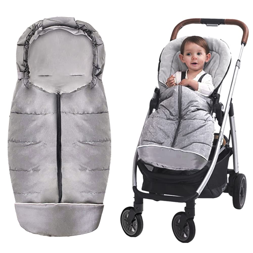 Milkiwai footmuff cosy toes for pram footmuff for pushchair universal drawstring universal footmuff Three zippers footmuff(Grey)