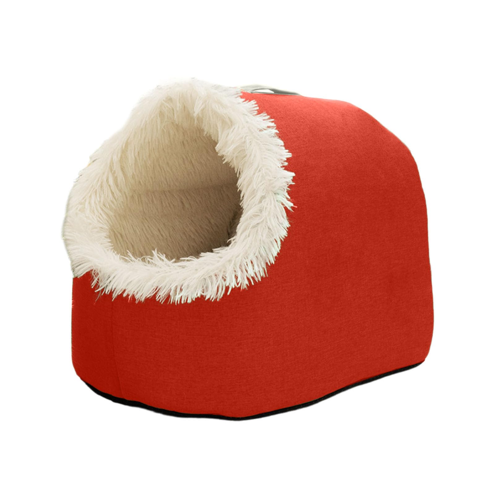 Winter Cave Bed with Carry Handle, Cozy Plush Indoor Warmth, Windproof and Moisture-resistant Fluffy Pet House for Cats and Dogs, Soft Soothing Hideaway Tunnel Nest (Red, S) โ image 1