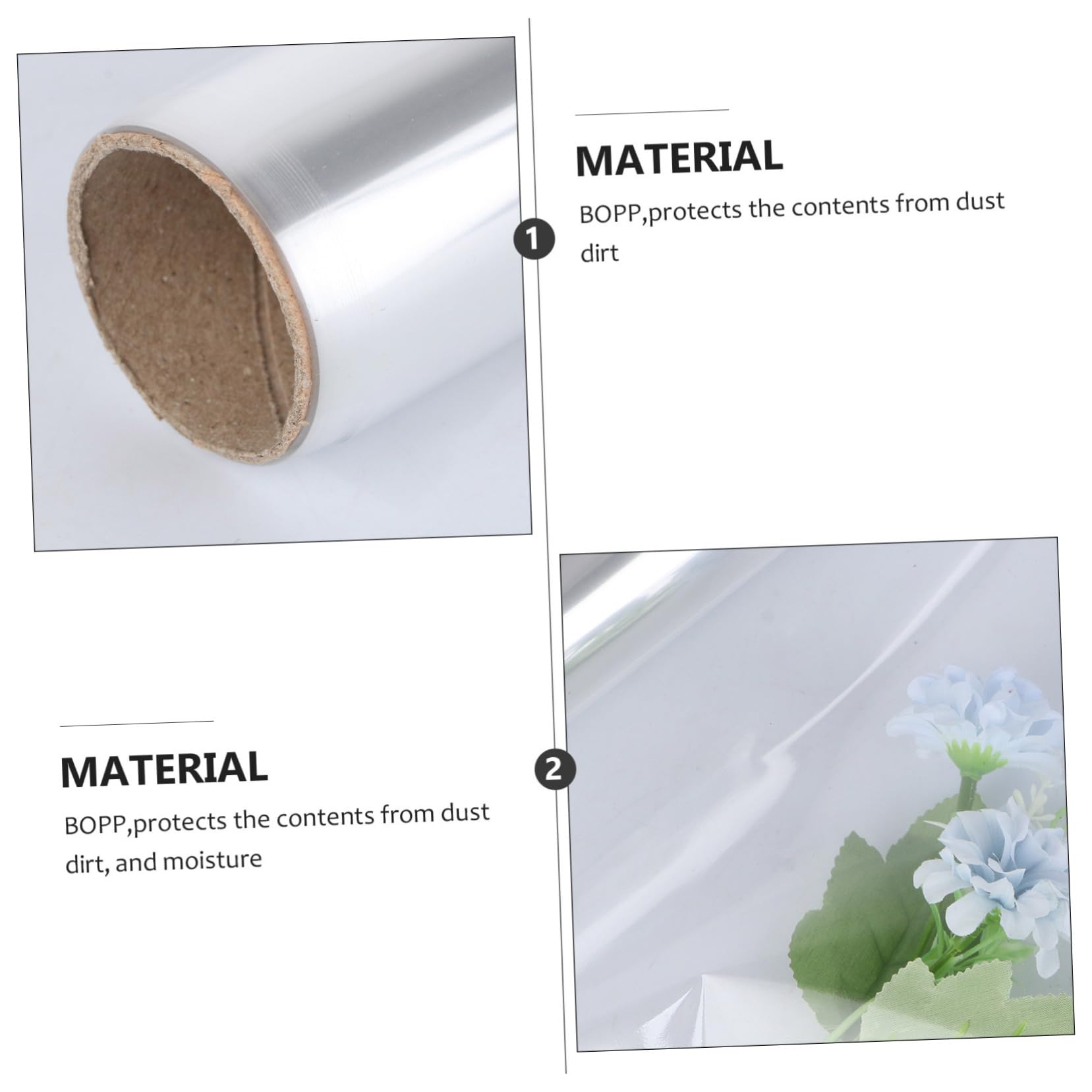 iplusmile Rollo Material Bopp de Celofán Transparente para Envolver Flores y Regalos Protección contra Suciedad y Humedad Adecuado para Envoltura de Obsequios