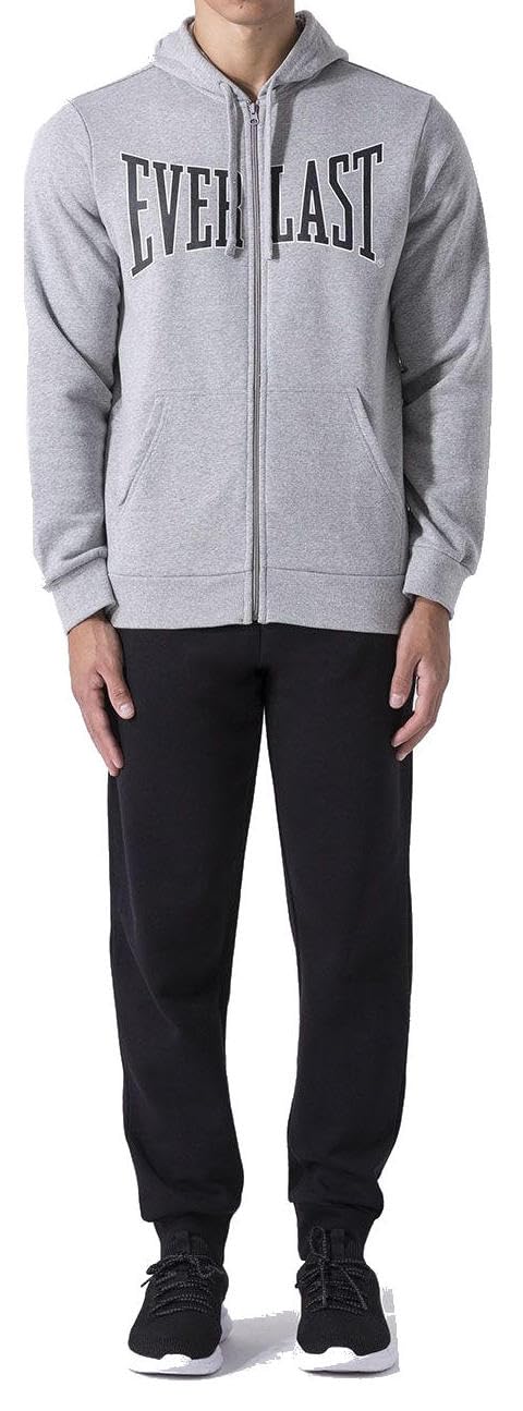 Everlast Tuta da Ginnastica Uomo Completo Sportivo, Grigio/Nero, XXL | Cotone Felpato, Set per Sport e Tempo Libero, Per Palestra