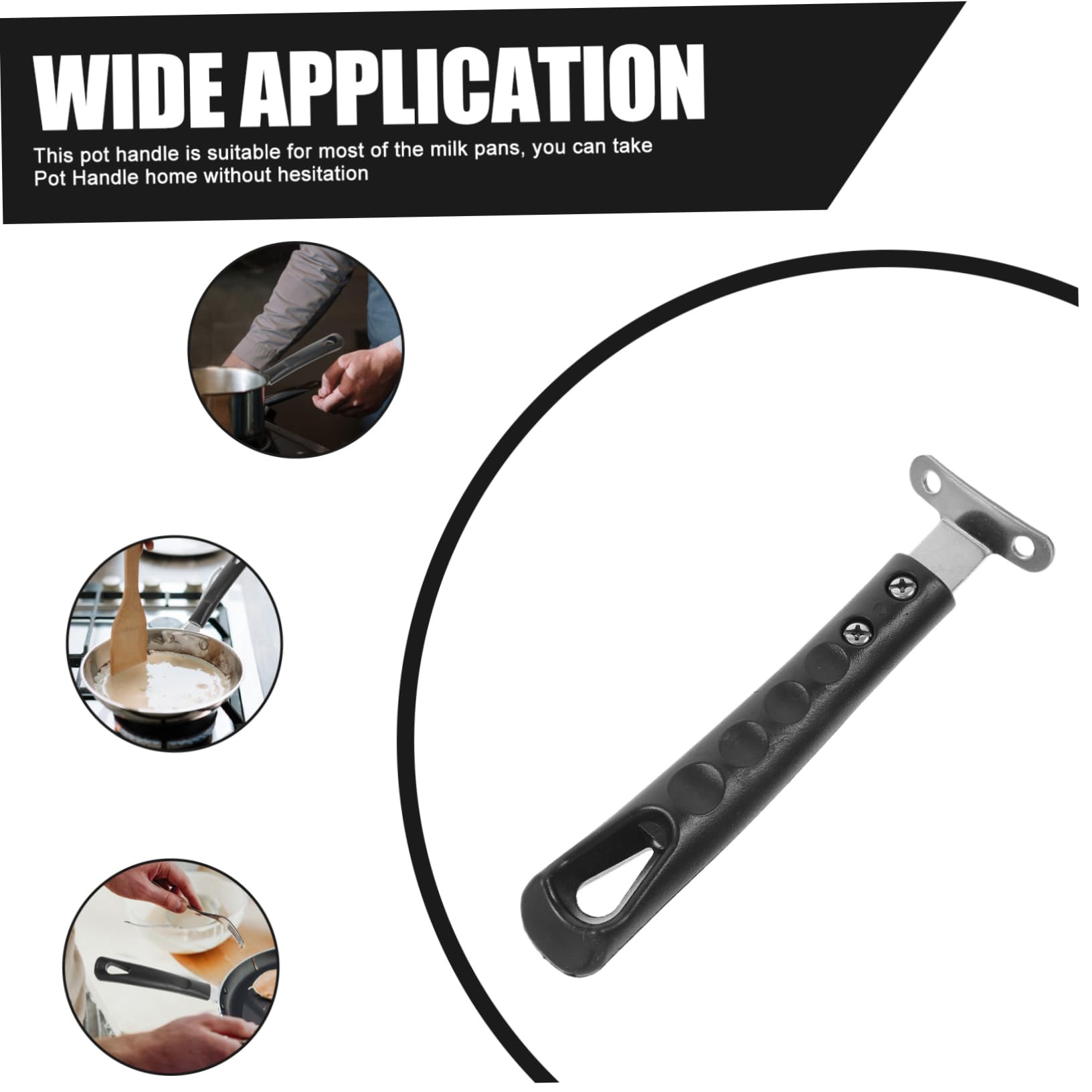 Mikinona Removable Fry Pan Handle Stainless Steel Pot Grip Lightweight and Compact Design for Easy Storage and Cleaning Suitable for Milk Pans and