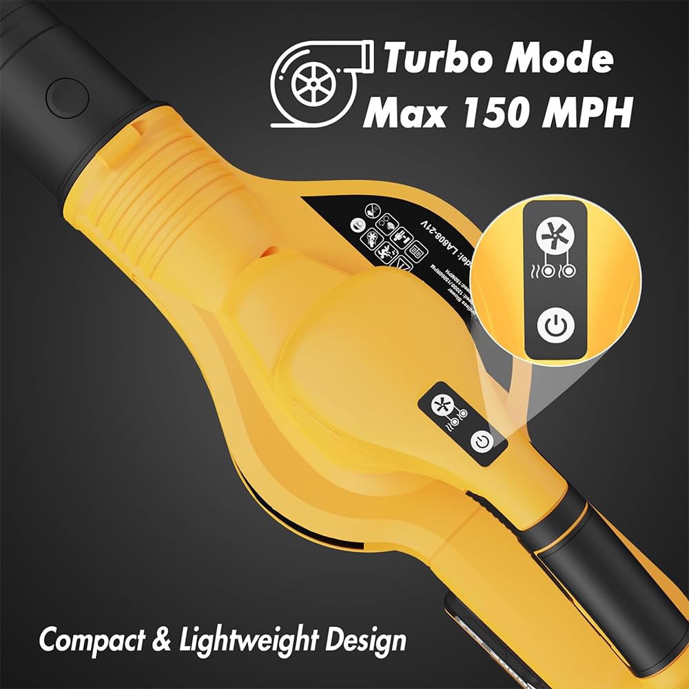 Soplador de hojas inalámbrico 21 V - 3000 W | Con 2 baterías 2.0Ah/21V, 2 velocidades (200 km/h máximo), para el césped, el soplado de la nieve y el desempolvado