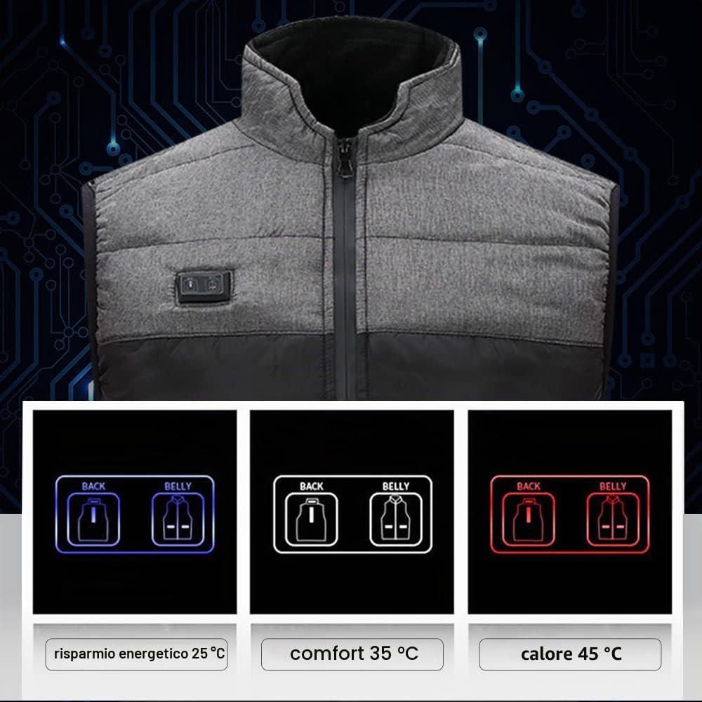 Bseical Gilet Riscaldato Uomo Flamevest, Giubbotto Termico Riscaldato Donna, Vestito Elettrici Riscaldati, Giacca Riscaldata Usb Pesca Moto Lavoro Smart Invernale