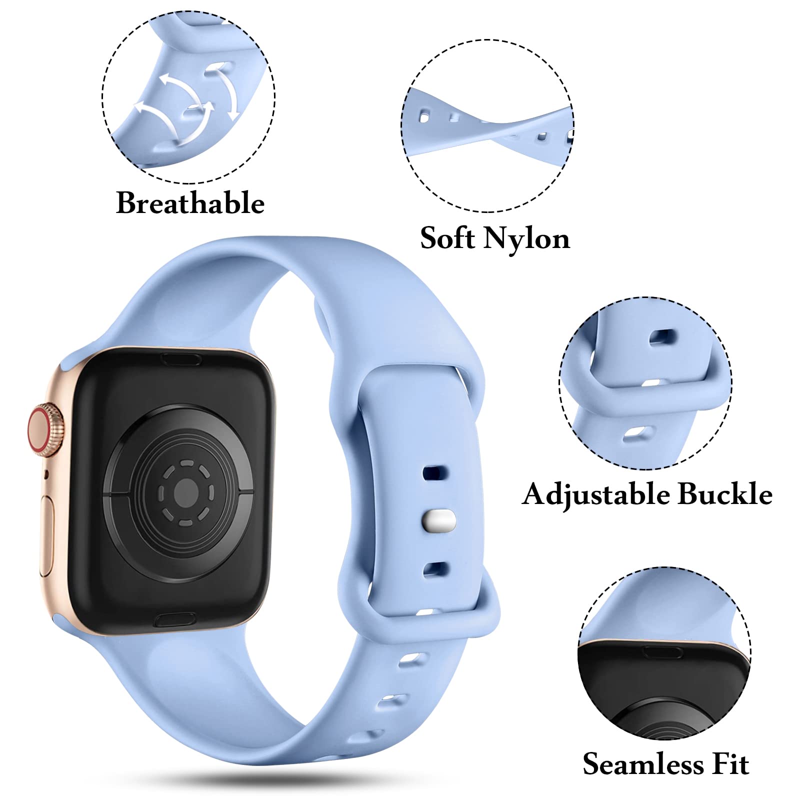 CeMiKa Cinturino Compatibile per Apple Watch Cinturino 38mm 40mm 41mm 42mm 44mm 45mm 49mm, Silicone Cinturini di Ricambio per iWatch Series 9 8 7 6 5 4 3 2 1 SE, 38mm/40mm/41mm-S/M, Lilla