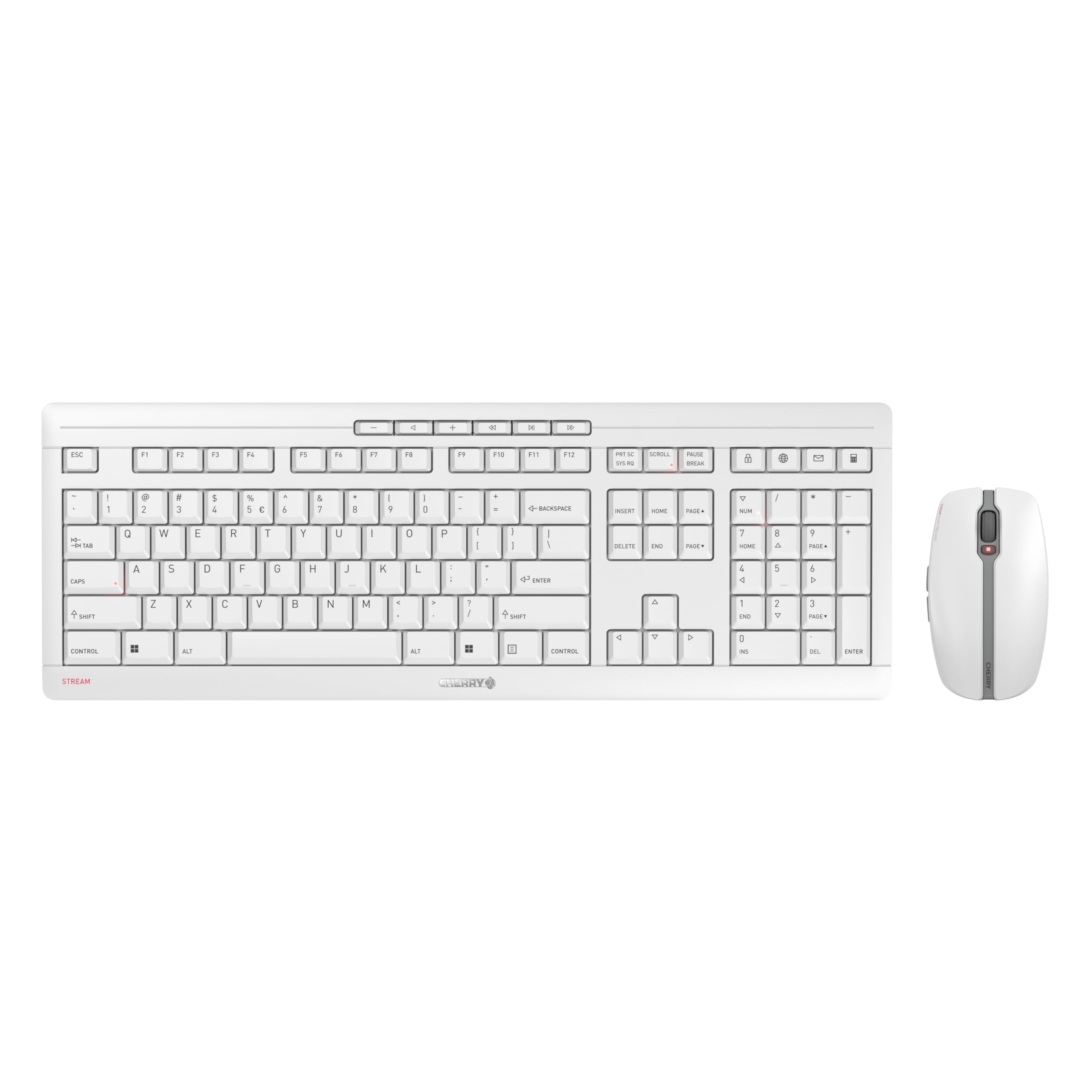 CHERRY Stream Desktop, Wireless Keyboard & Mouse Combo, 2.4 GHz Connection, Quiet Keys, Slim Design, Comfortable Writing, Battery-Powered, QWERTY, White-Gray-image-48