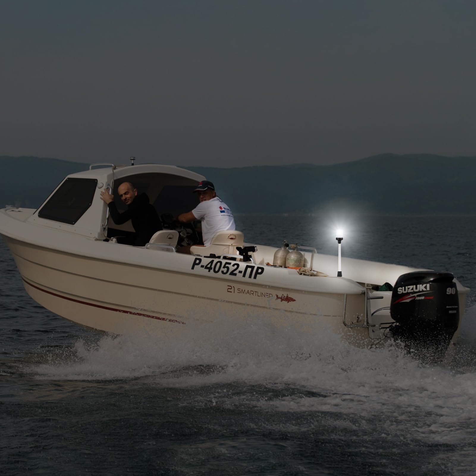 Obcursco Lumières de poupe de bateau, 33 cm 3 NM 360 ° LED d'ancrage avec base, étanchéité IP67, éclairage de navigation 12 V pour ponton, yacht, bar et bateaux de pêche