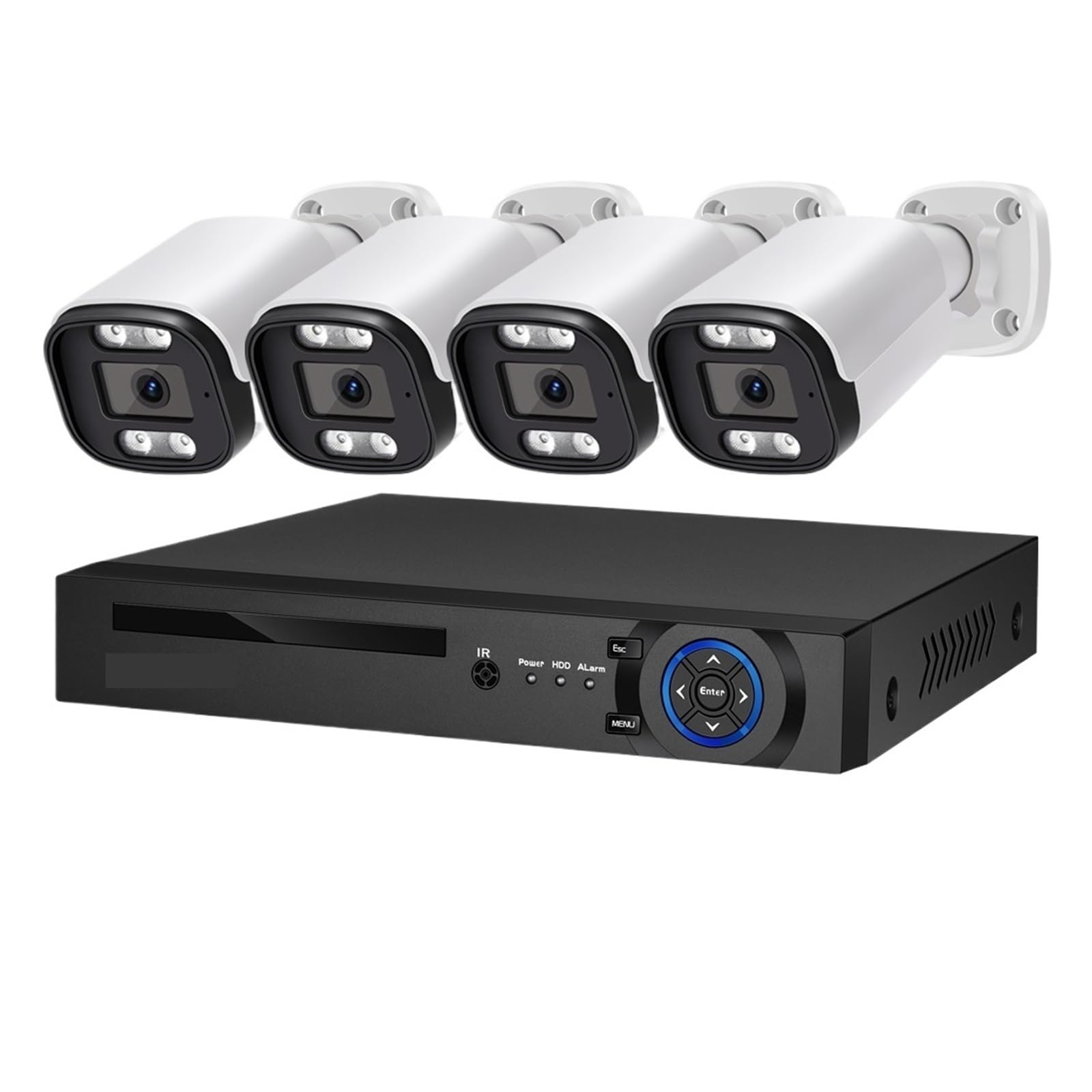 System Kamer Bezpieczeństwa 8MP POE Audio Zestaw NVR CCTV Zewnętrzna Kamera IP H.265 Do Monitoringu Wideo P2P Wykrywanie Ruchu(None,4CH NVR 4 AI Camera)