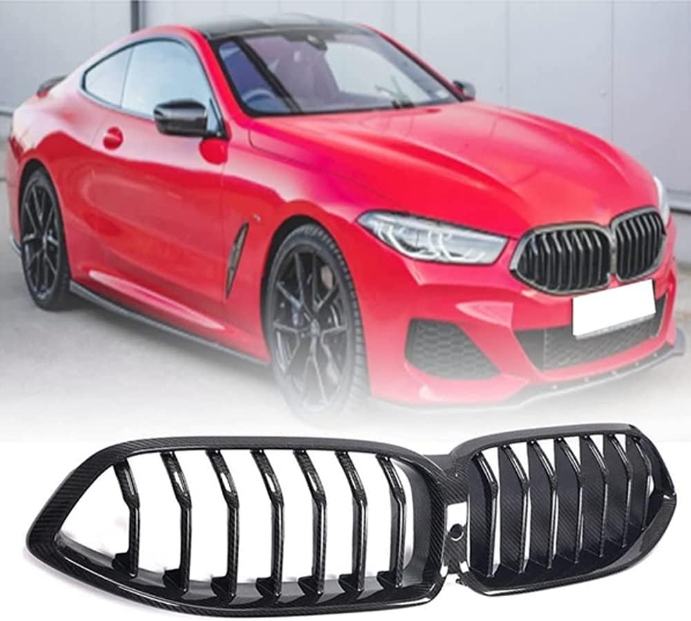Real Carbon Fiber Front Bumper Grill Mesh Trim Fits for BMW 8 Series G14 G15 G16 840i 2D 4D 2019-2022 Replacement Style Glossy Black Front Grill Factory Outlet