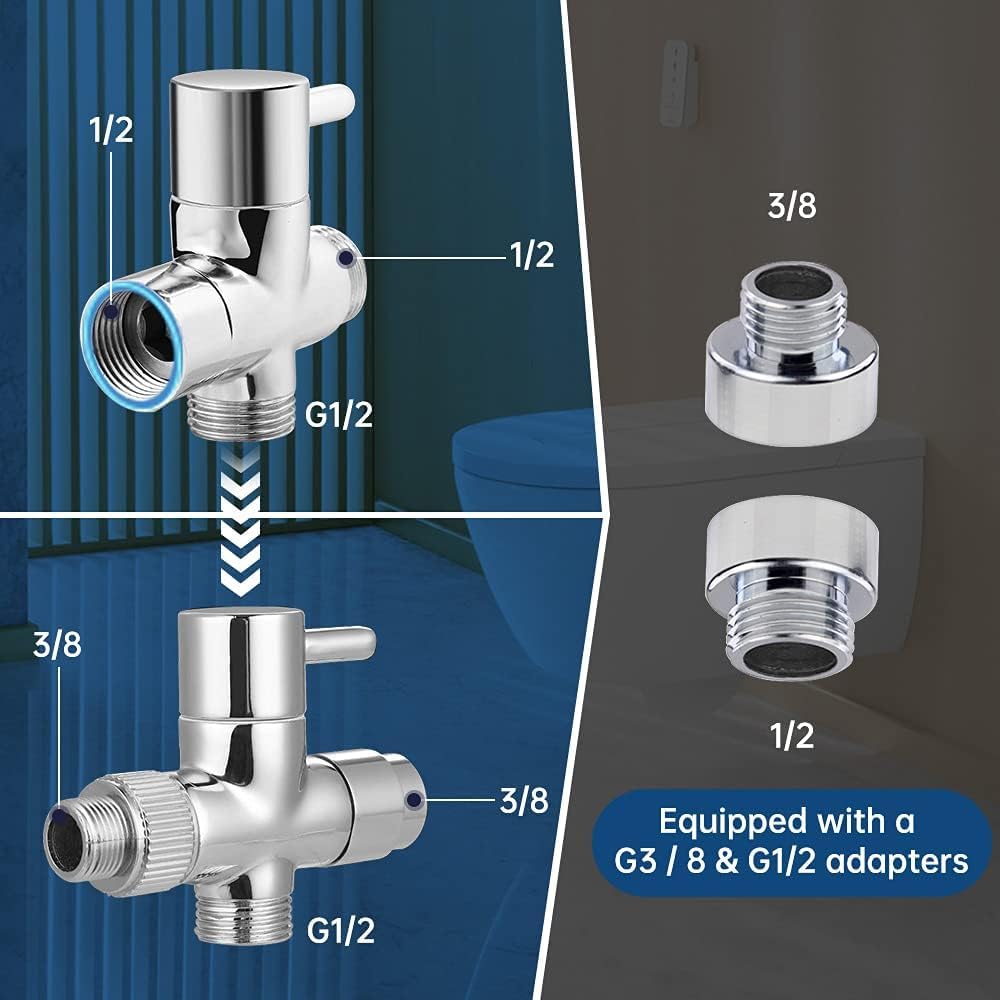 Duchas Higienicas Para WC, Grifo de Bidet con Manguera 1.5m, Sustituto Utilizado en El Baño, para Mascotas, La Higiene Personal con Adaptador G1/2,G3/8