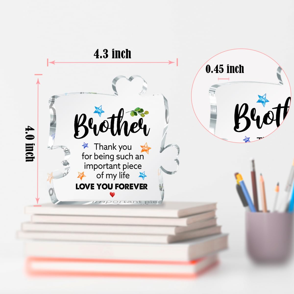 Brother Gifts - Placca puzzle in acrilico, regalo di compleanno