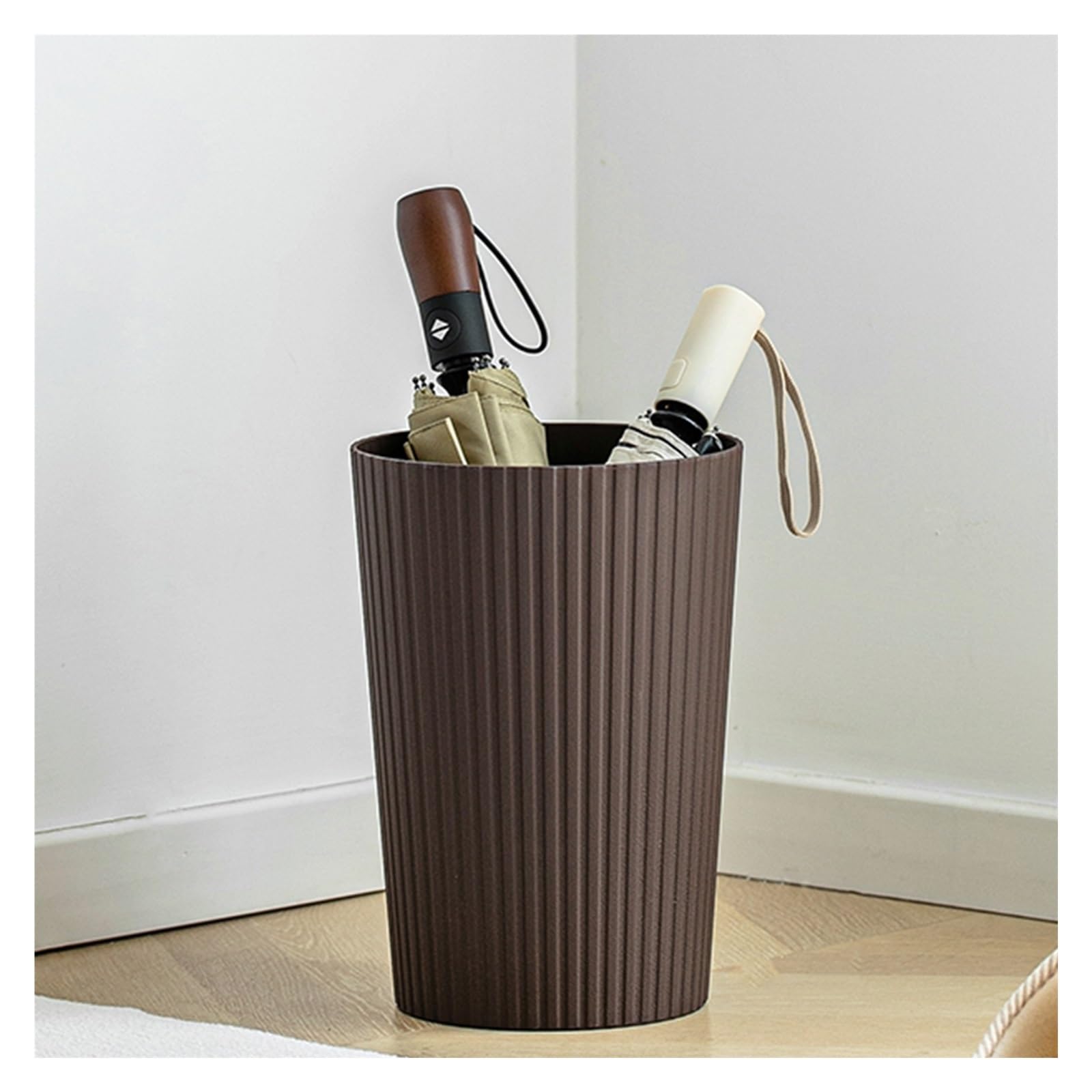 Porte-parapluies en plastique marron 27cm pour entrée d'hôtel et seau de rangement stable