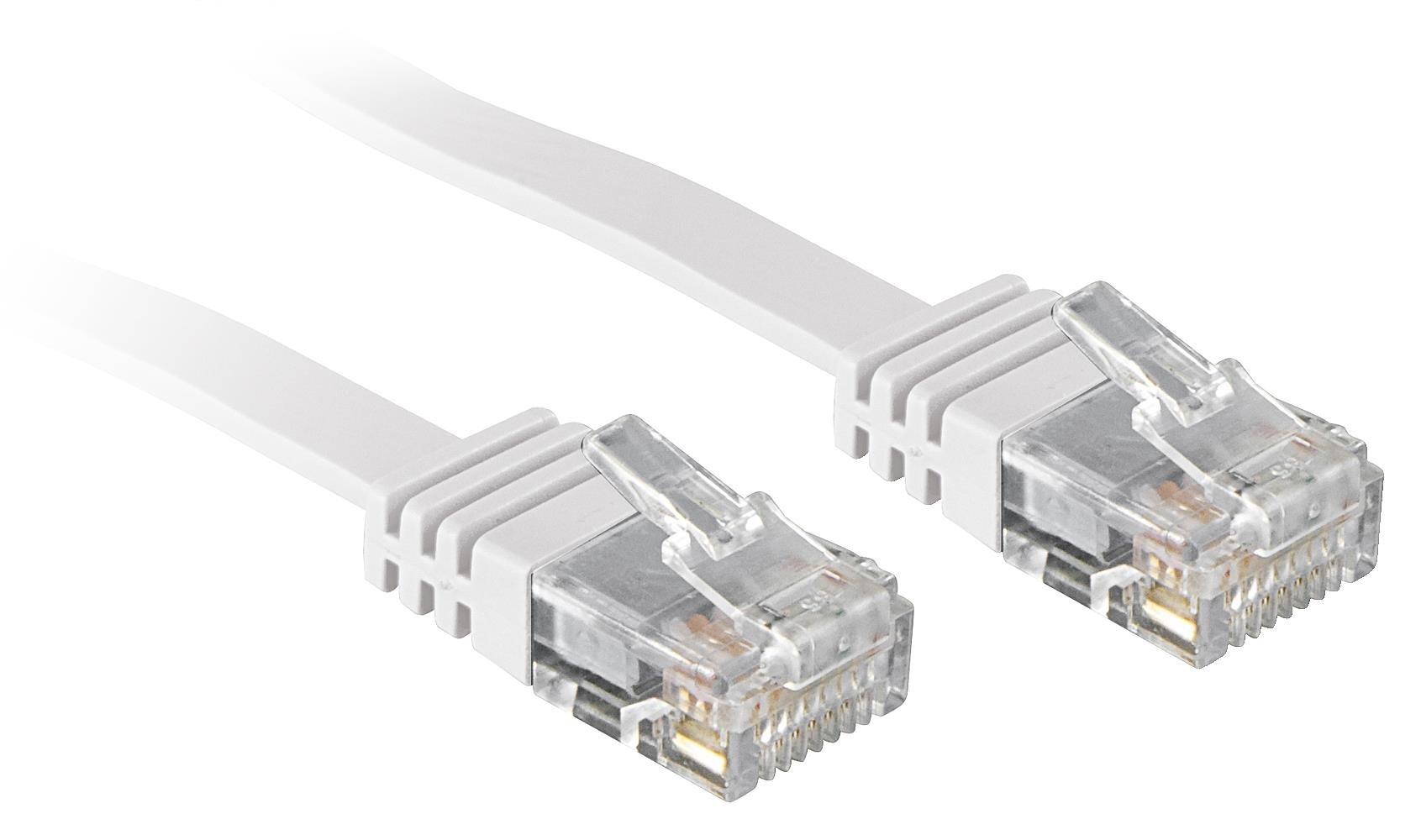 Lindy - Cat.6 Flachband-Patchkabel ungeschirmt, weiß, 10m
