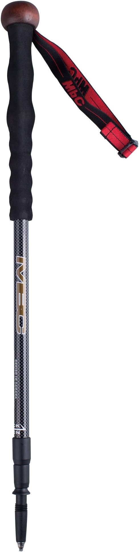 MBC Collapsible Trekking Pole Carbon Fiber Hiking Walking Stick Professional Photography Monopod Stand for Camera and Camcorder - Black