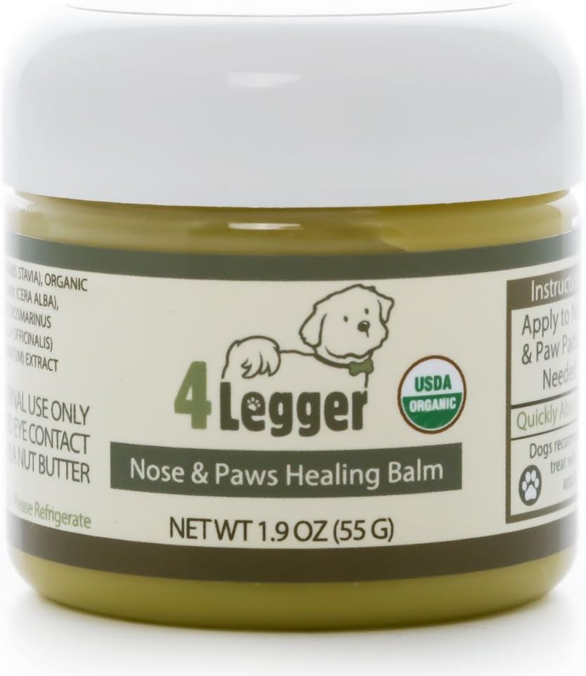 Certified Organic Dog Paw Balm Heals, Repairs, Moisturizes, Restores Dry, Cracked Paws, Elbows, Snout, Creates Protective Barrier Against Snow, Ice All-Natural Paw Protector, Vegan, USA MadeUSDA Organic
