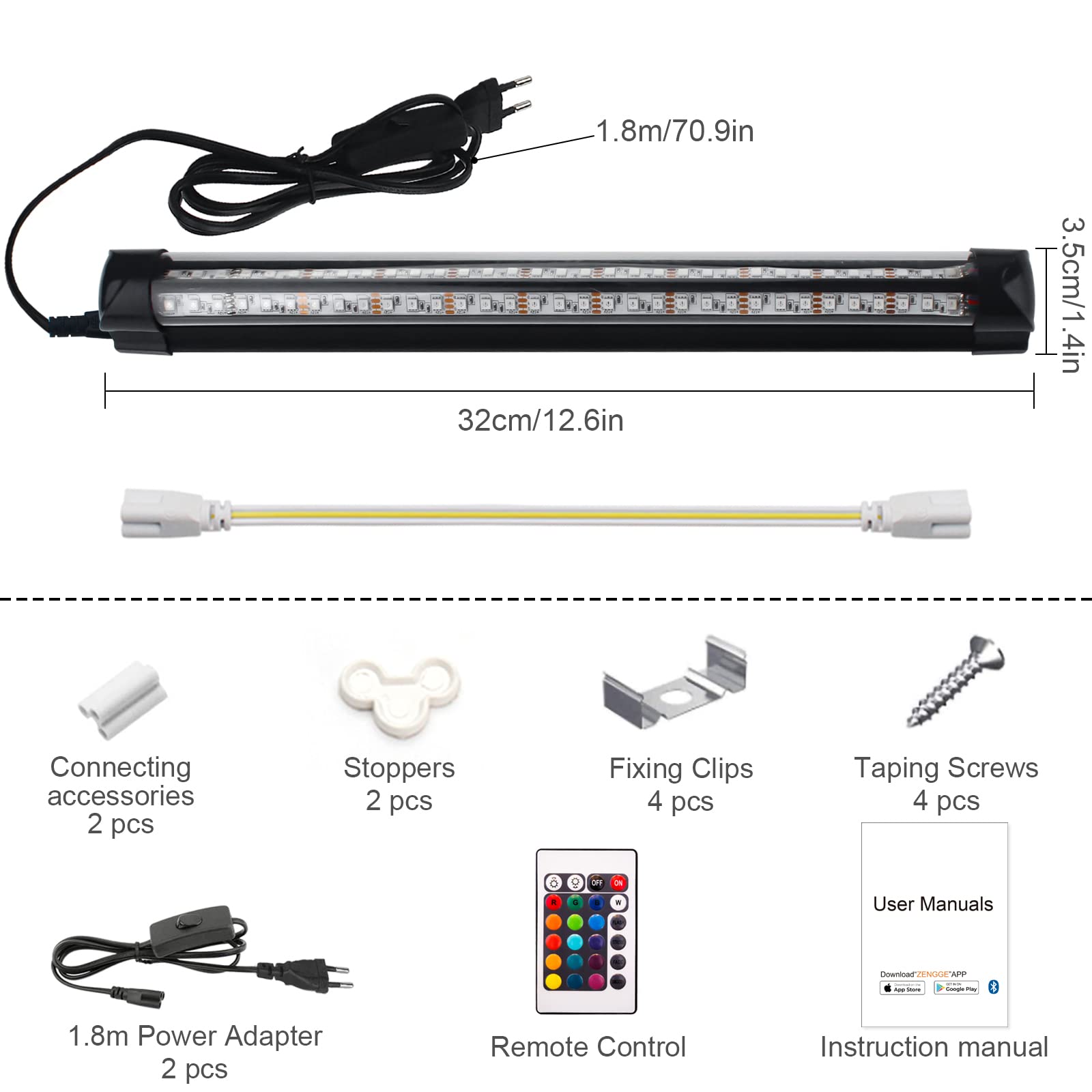 RGB Light Tubes, 10W RGB Wallwasher Light, RGB LED Lightbars, RGB Strips, RGB LED Lampy, RGB Lightbar dla klubów, sypialnia, TV, Boże Narodzenie, Indoor Décor (2szt)
