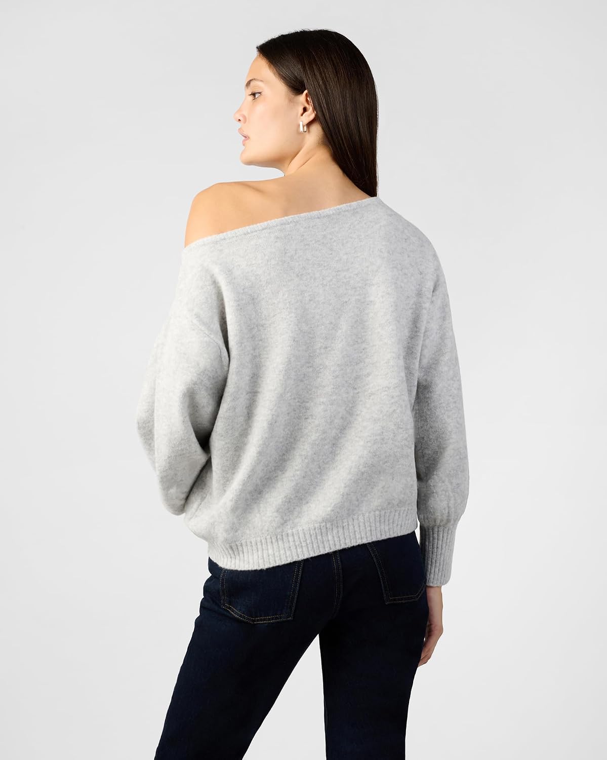 WEWOREWHAT Women's Off The Shoulder Balloon Sleeve Sweater